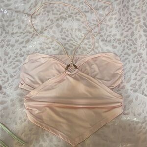 Pink Halter Top with Ring Detail